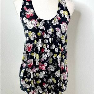 Anthropologie Ric Rac Sleeveless Ruffled Back Floral Top SZ‎ Small